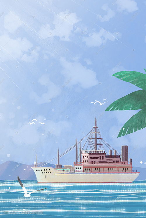 交通工具之海上轮船风景插画图片 千库网
